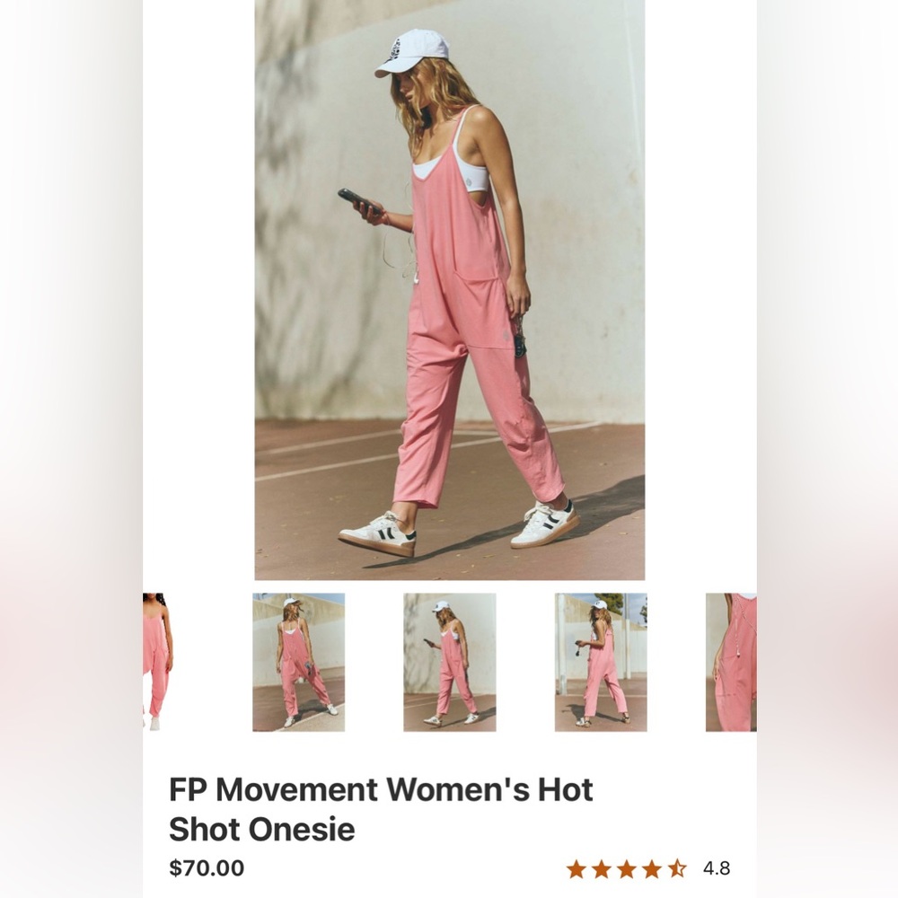 NWT Free People Movement-  Hot Shot Onesie- Hibiscus- Size M